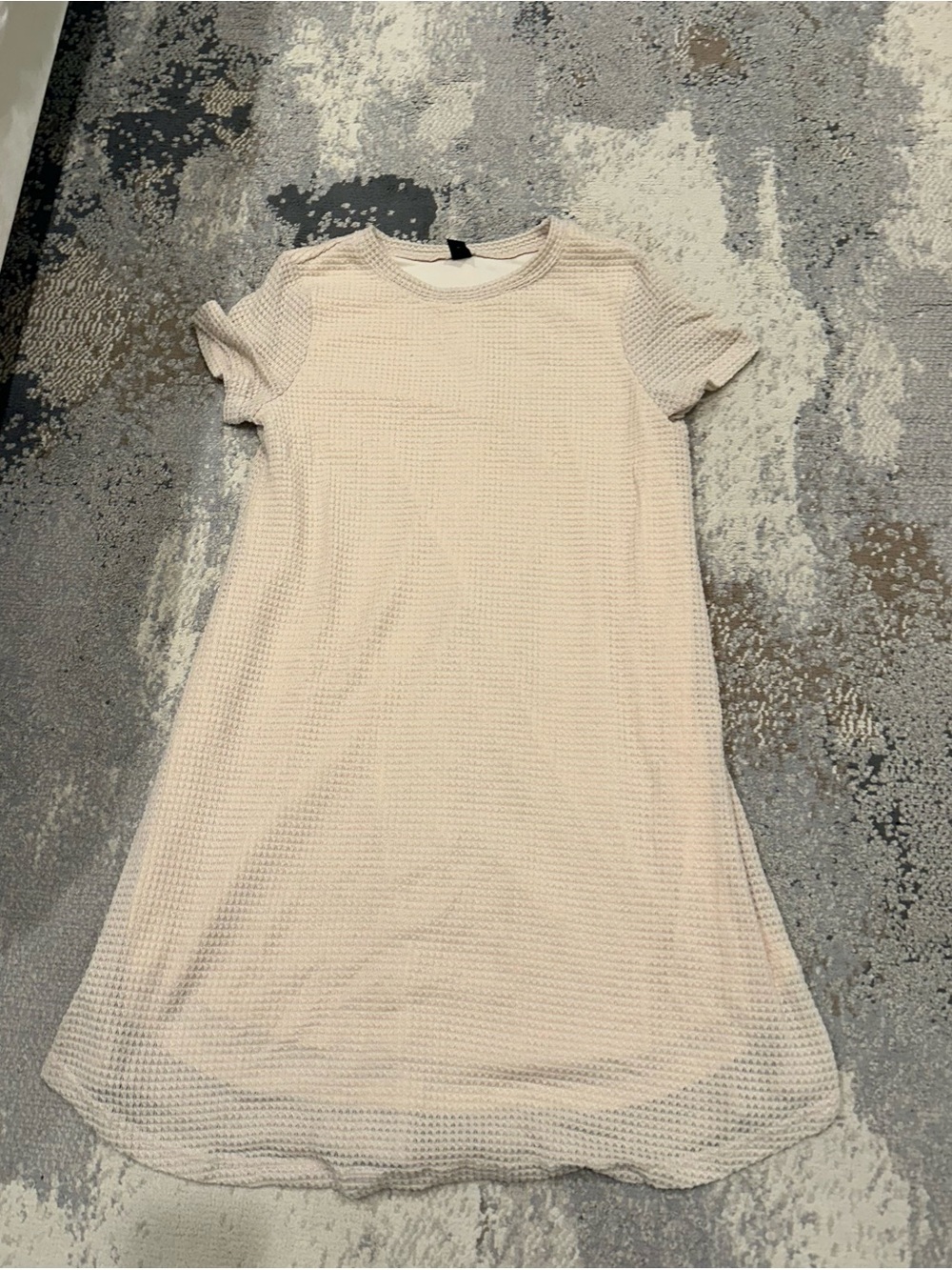 SHEIN Cream Textured Short-Sleeve A-Line Dress